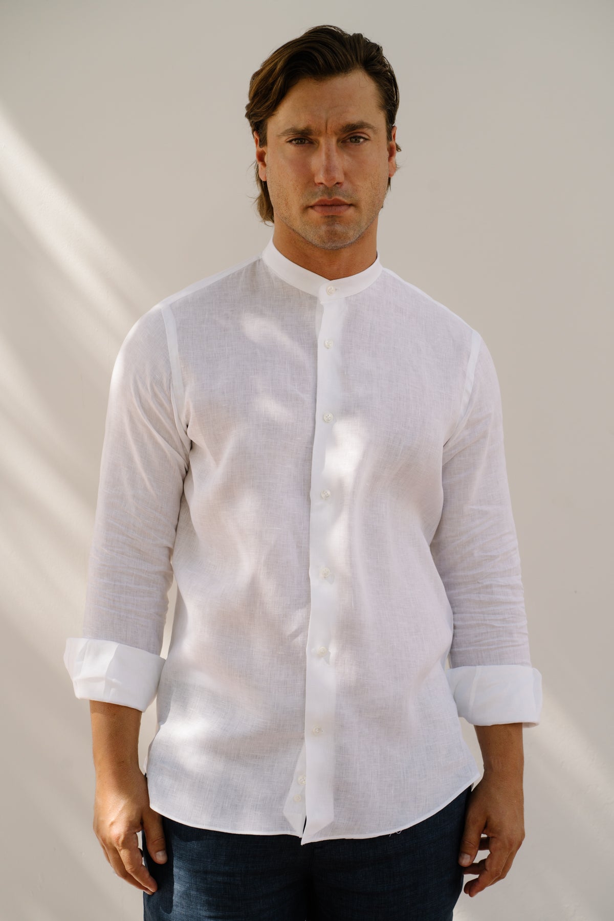 White Mandarin - 100% Linen Shirt