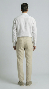 Sand Beige - 100% Linen Drawstring