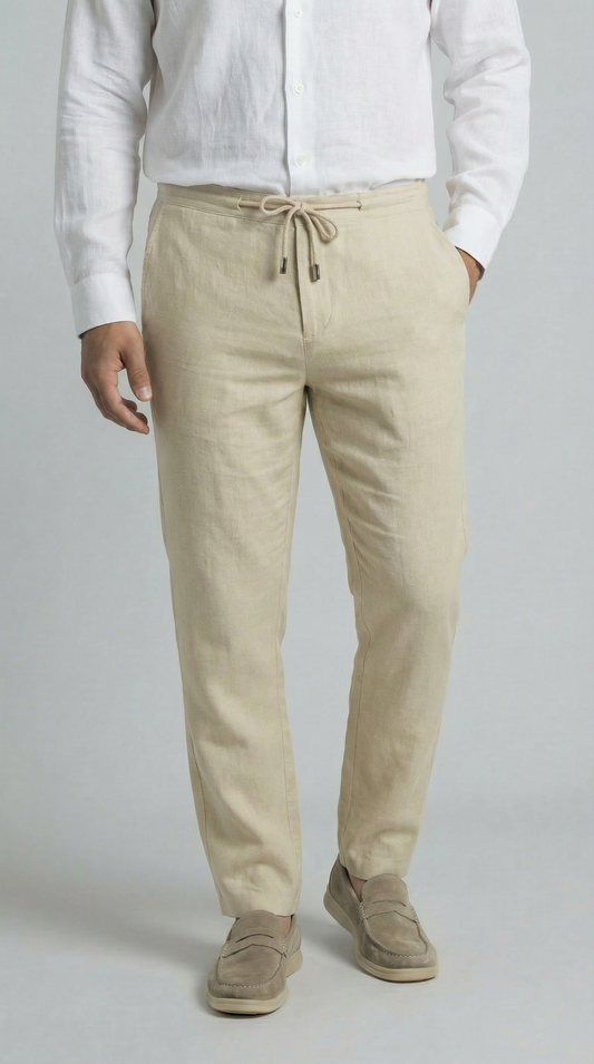 Sand Beige - 100% Linen Drawstring