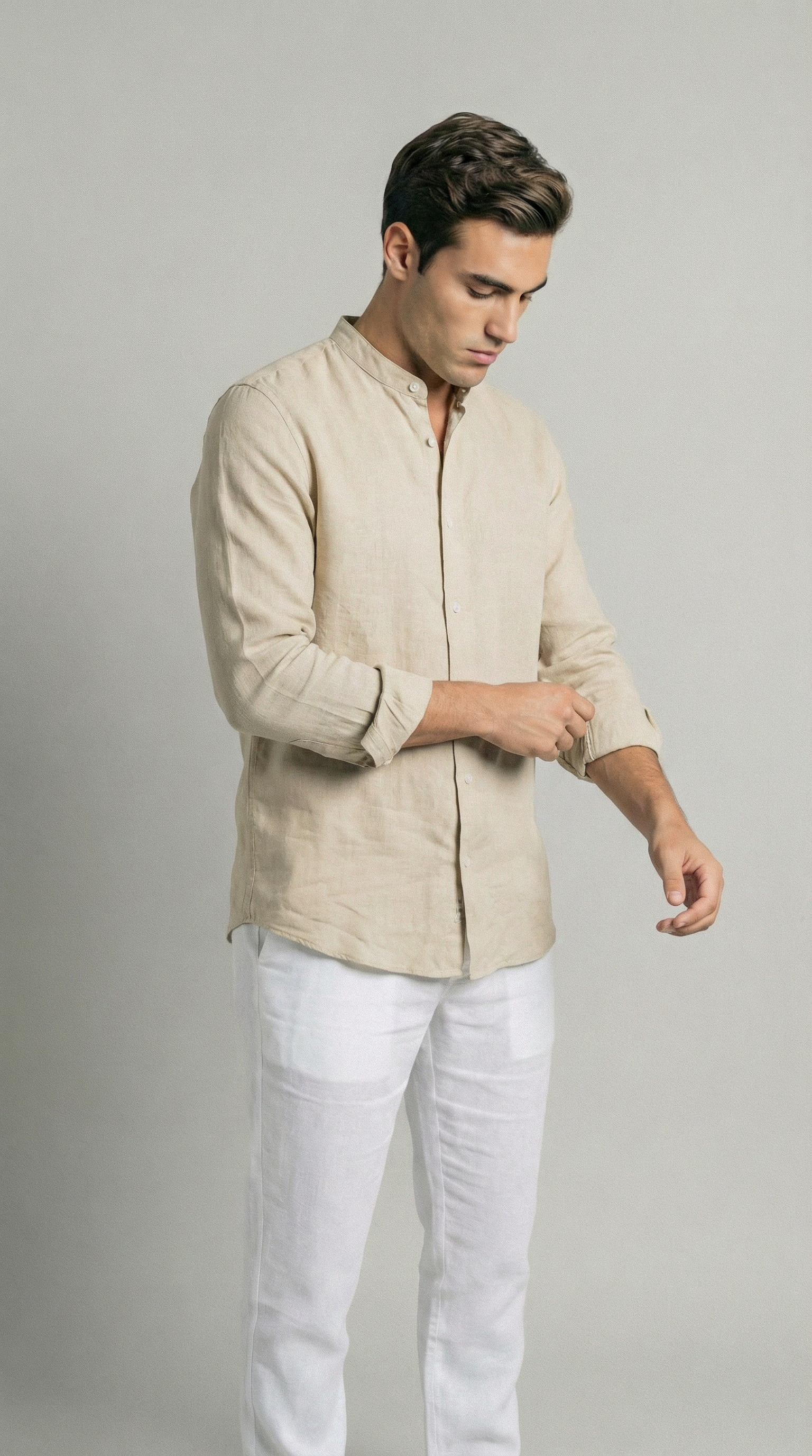sand mandarin - 100% linen, back