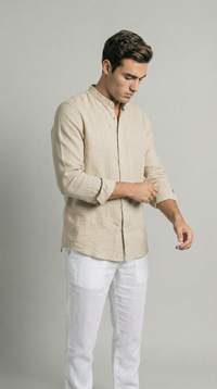 sand mandarin - 100% linen, back