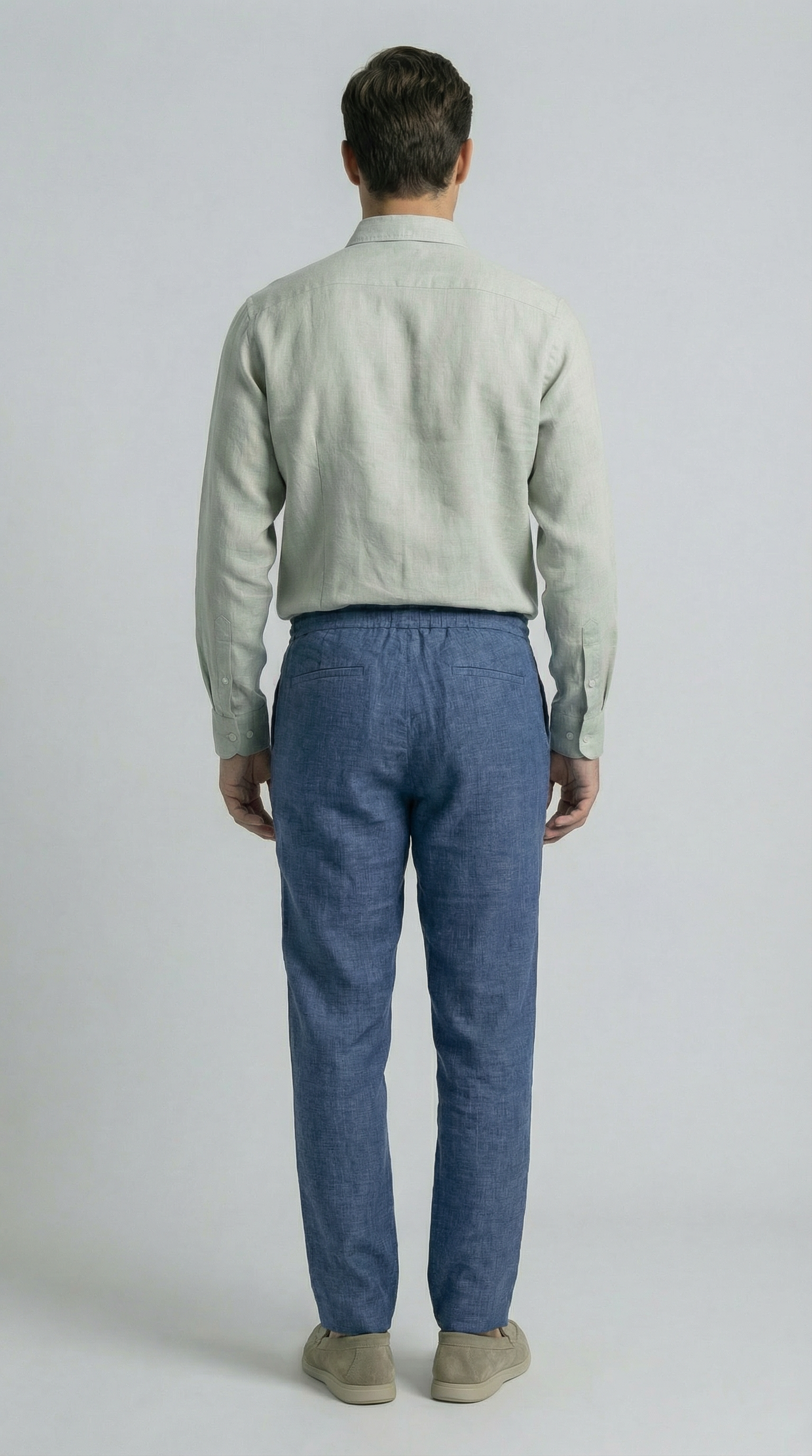 capri blue - 100% linen drawstring, back