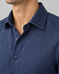 marina positano linen shirt, italian collar detail