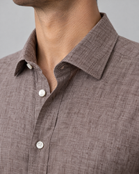 vesuvio positano linen shirt, italian collar detail