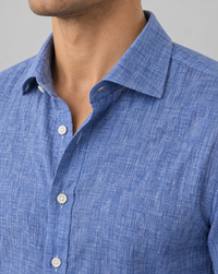 pescatore positano linen shirt, italian collar detail