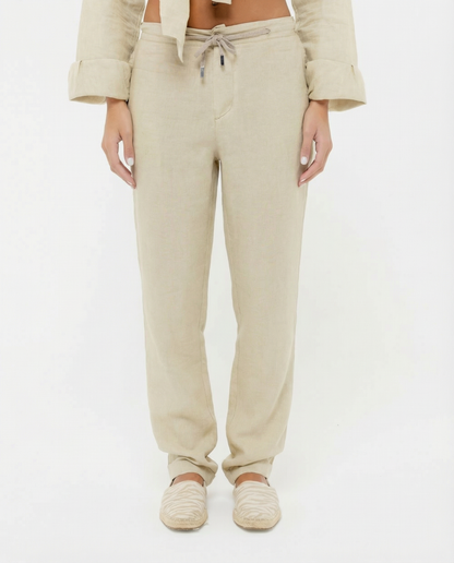 Sand Beige - 100% Linen Drawstring