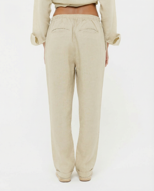 Sand Beige - 100% Linen Drawstring