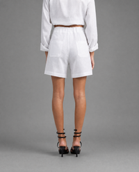 WHITE 100% LINEN SHORT