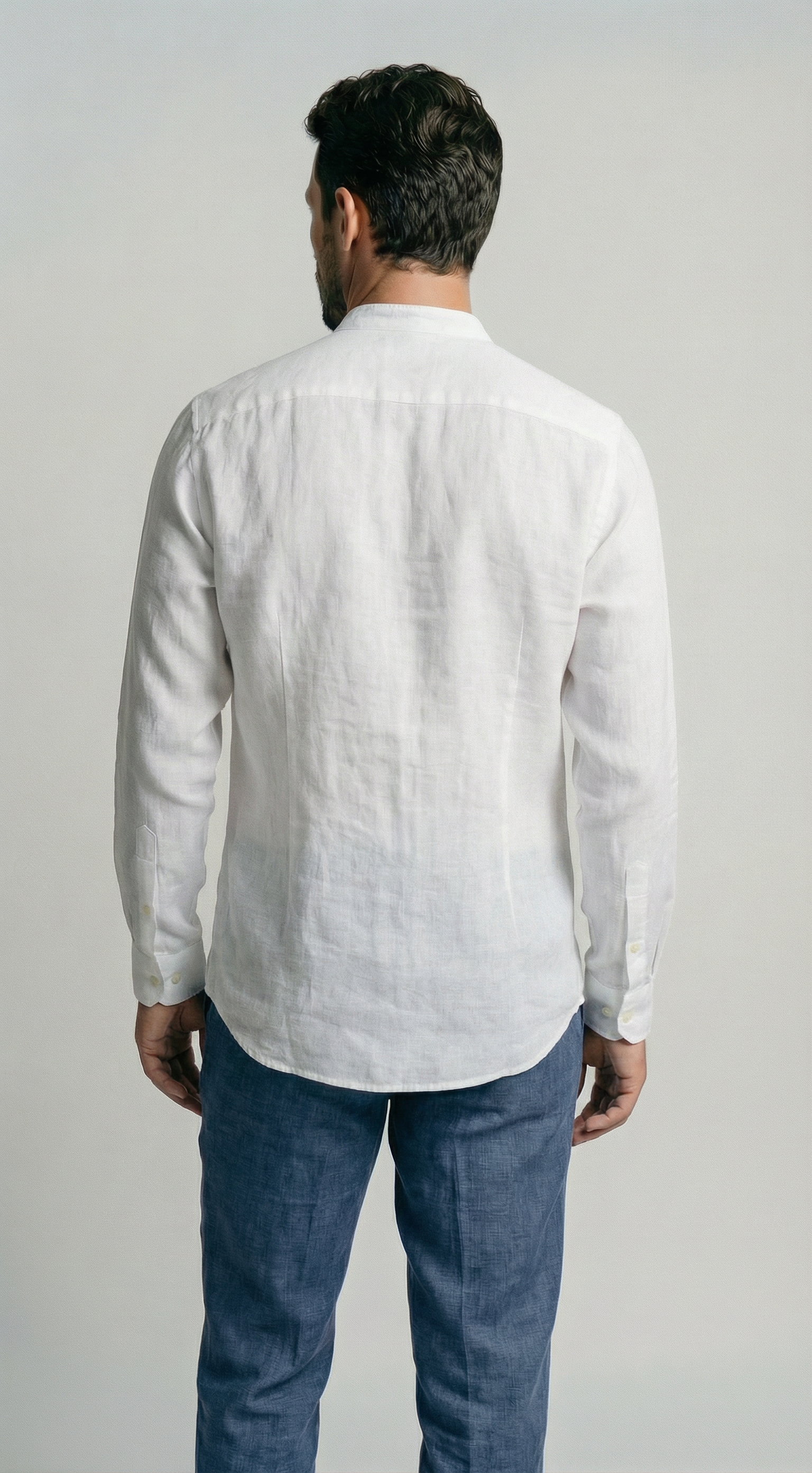white mandarin - 100% linen, back