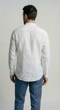 white mandarin - 100% linen, back